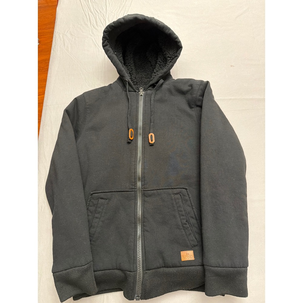Buffalo David Bitton Mens Sherpa Lined Full Zip Hoodie Jacket Black Size Medium